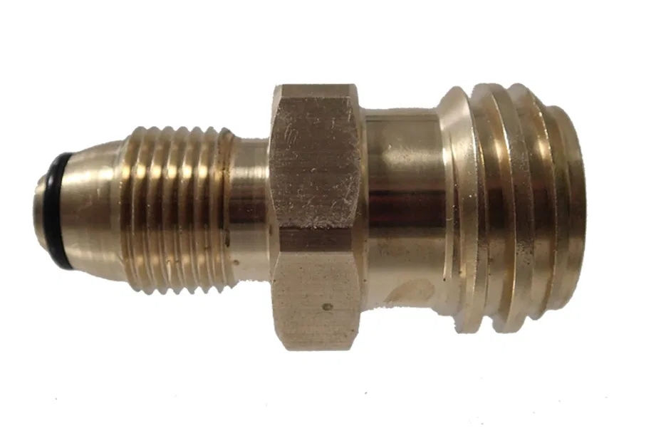 204128-MBS – MB STURGIS Propane Adapter Fitting, Male Soft Nose POL x Male ACME Type 1 Brass